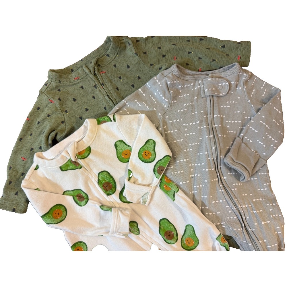 Old Navy Baby Boy Sleepers Newborn One Piece Rompers Clothes Lot Avocado Bundle